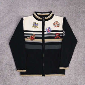 Rawblue Korean Streetwear Medium Black White Striped Long Sleeve Knit Sweater